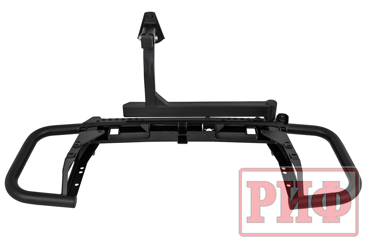 Бампер РИФ силовой задний Toyota Land Cruiser 200 2007-2015 c квадратом под фаркоп и калиткой, стандарт