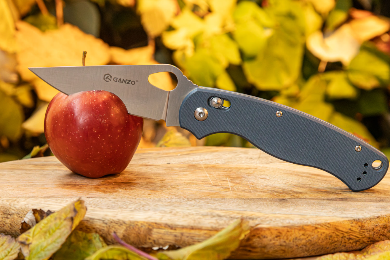 Нож складной GANZO с клипсой, длина клинка 87 мм, сталь 440С, серый