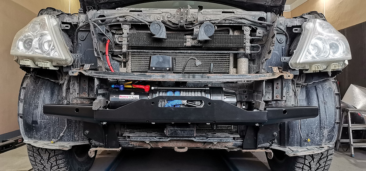 Площадка РИФ под лебёдку в штатный бампер Nissan Patrol Y62 2010+