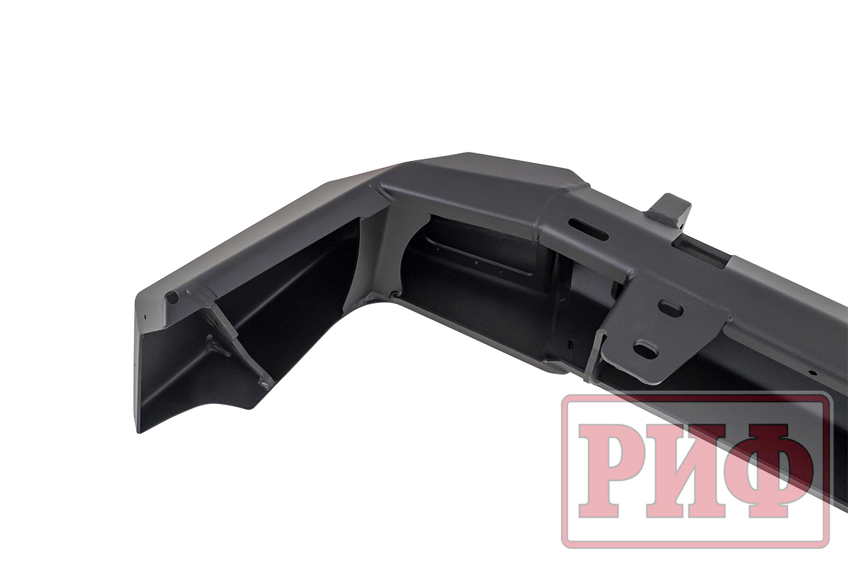 Бампер РИФ силовой задний Jeep Wrangler JL 2018+ с квадратом под фаркоп под штатные фонари, стандарт (для а/м с низкими перед. крыльями)