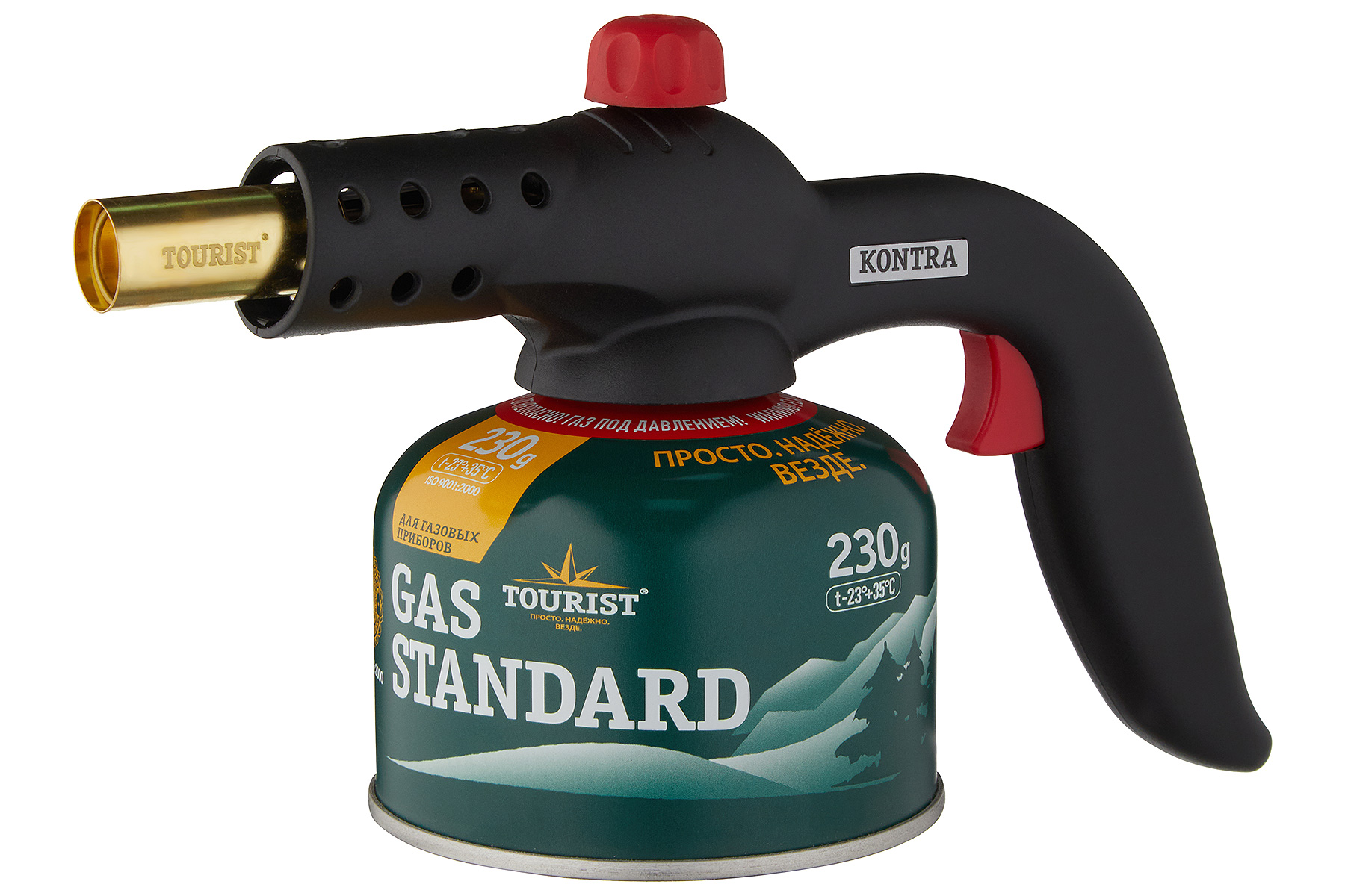 Резак газовый TOURIST KONTRA с пьезоподжигом, системой подогрева газа, и ручкой. на резьбовой баллон