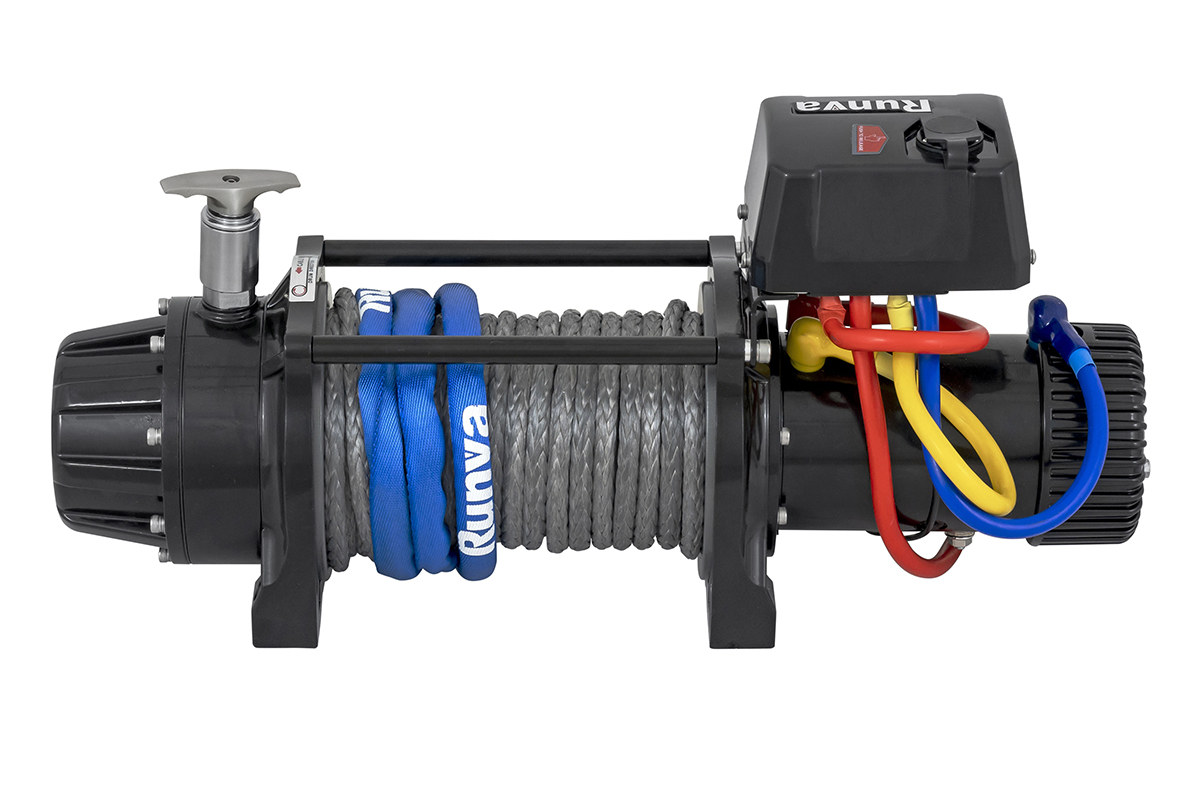 Лебёдка автомобильная электрическая 24V Runva EWB9500MAX-Q-SSRMAC24V 4350 кг MAX влагозащищенная, комбинированный роспуск, синтетический трос