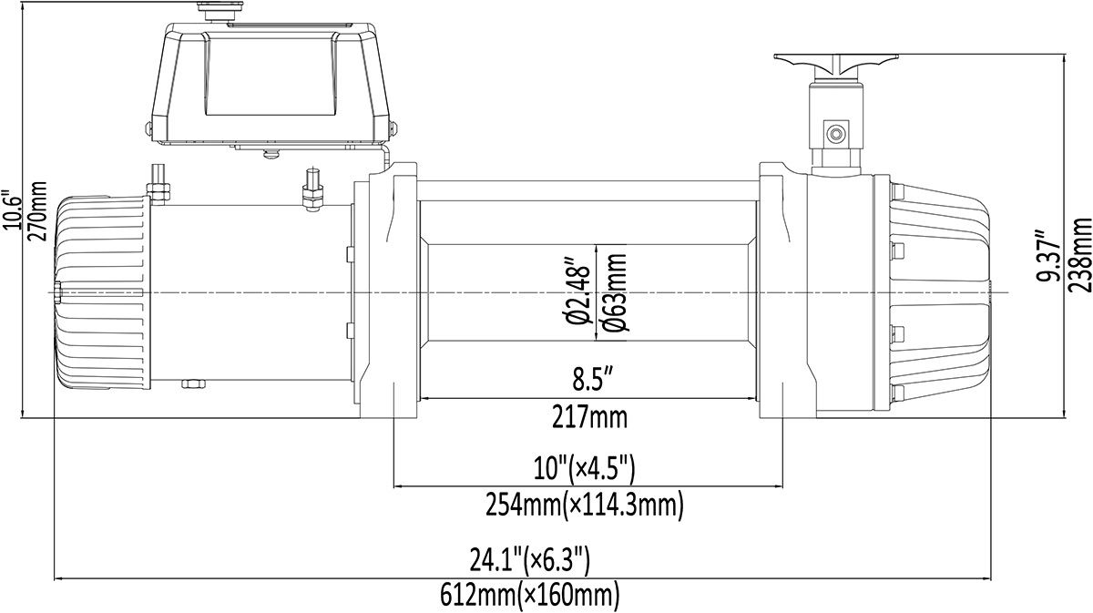 Лебёдка автомобильная электрическая высокоскоростная 12V Runva EWB9500-Q-SRMAC 4350 кг, влагозащищенная, комбинированный роспуск, синтетический трос
