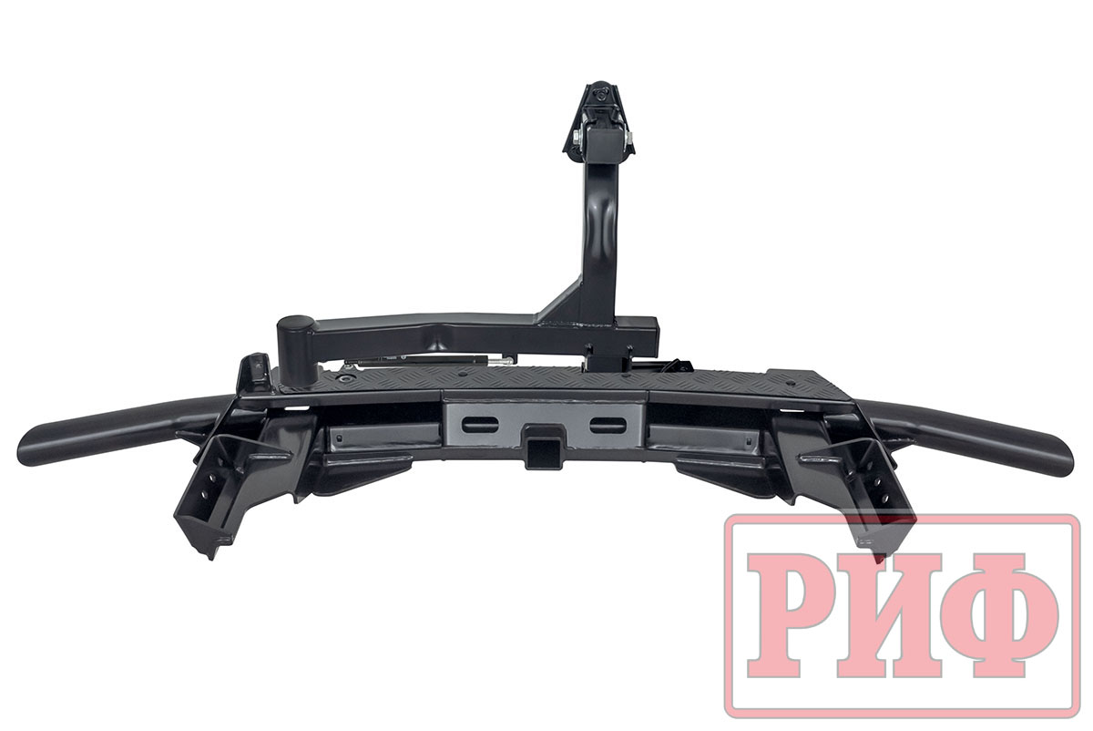 Бампер задний силовой/защита штатного бампера РИФ Renault Duster 2021+ c квадратом под фаркоп, калиткой и подсветкой номера