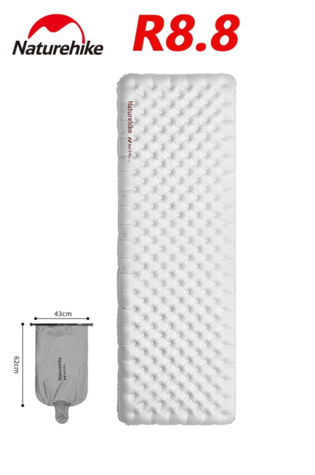 Коврик надувной Naturehike 196х64х12 см, серебристый карбон