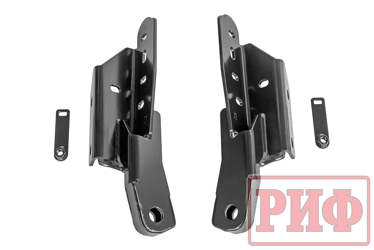 Бампер передний силовой/защита штатного бампера РИФ УАЗ Патриот 2015+ с квадратом под фаркоп и защитой рулевых тяг (стандарт)