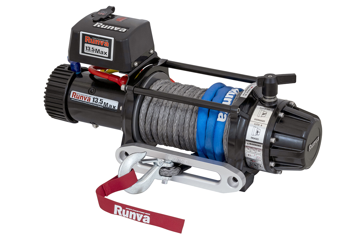 Лебёдка автомобильная электрическая 12V Runva EWB13500MAXSSR 6136 кг MAX влагозащищенная, синтетический трос