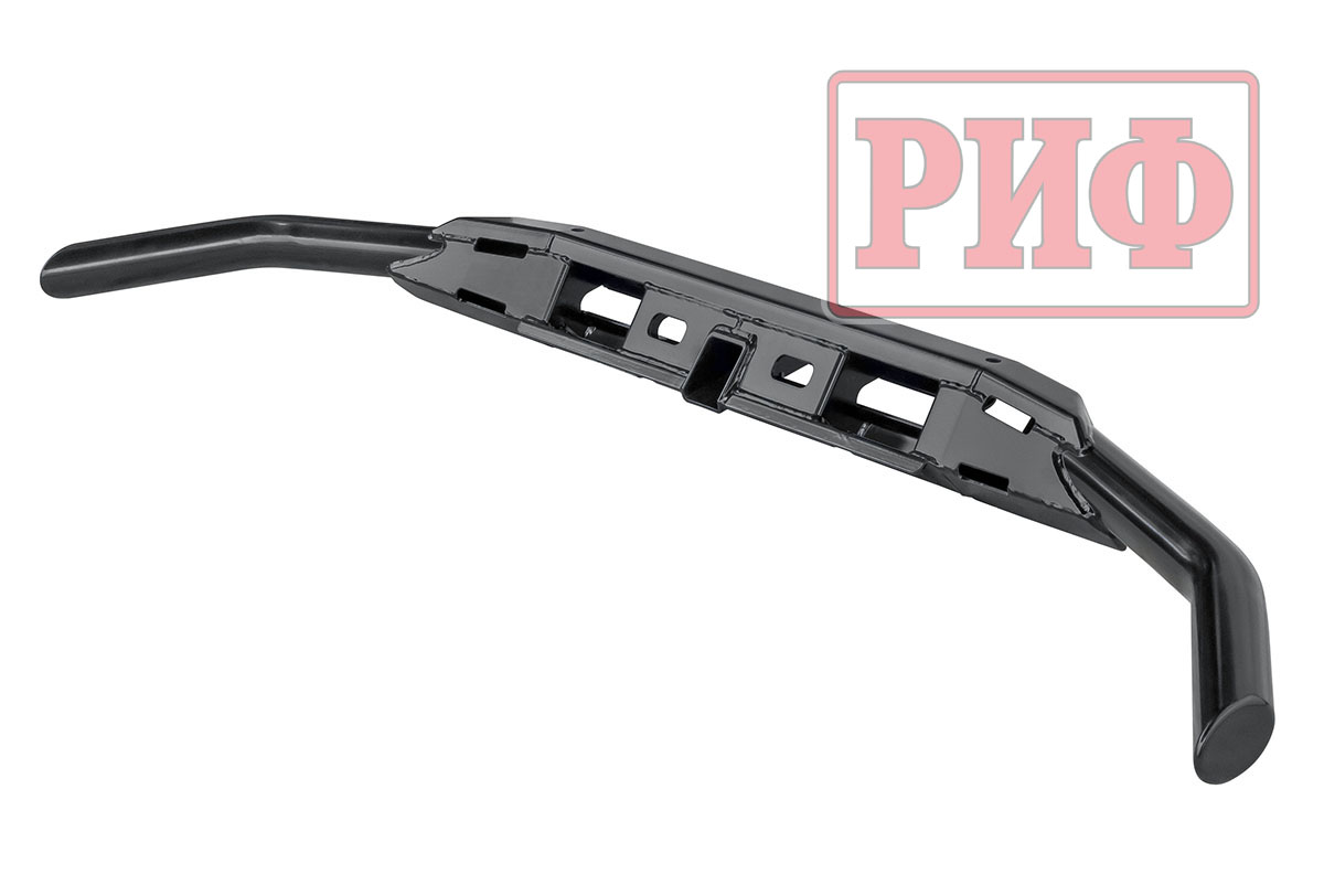 Бампер передний силовой/защита штатного бампера РИФ УАЗ Патриот 2015+ с квадратом под фаркоп и защитой рулевых тяг (стандарт)