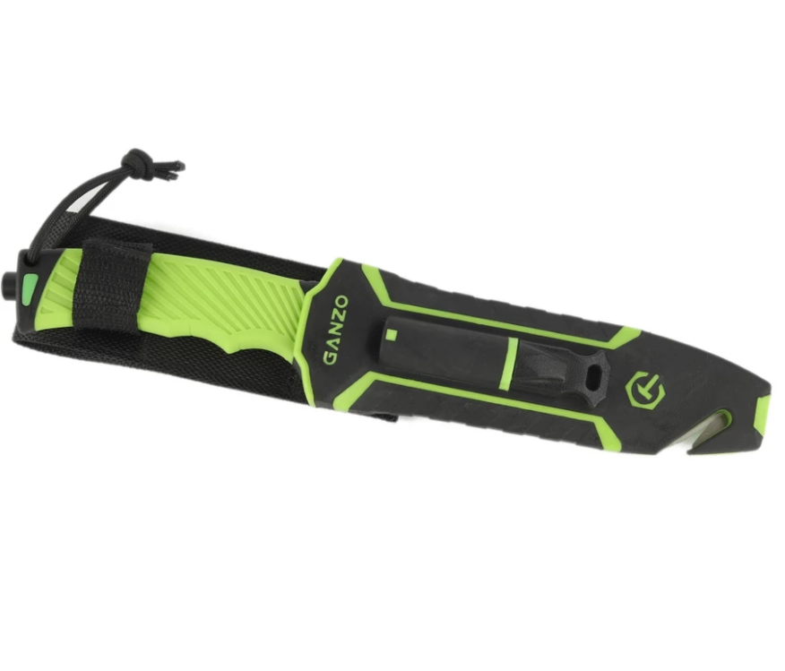 Нож туристический GANZO, длина 243 мм, сталь 8CR13, светло-зеленый, с паракордом, в ножнах