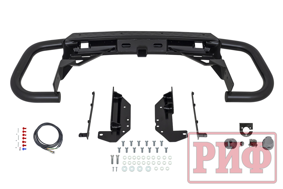 Бампер РИФ задний силовой/защита штатного бампера Haval H5 c квадратом под фаркоп (2019-2021)