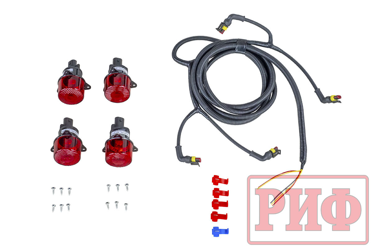 Бампер РИФ силовой задний Isuzu D-MAX (2012-2020) с квадратом под фаркоп, 2-мя калитками, фонарями, подсветкой номера, стандарт