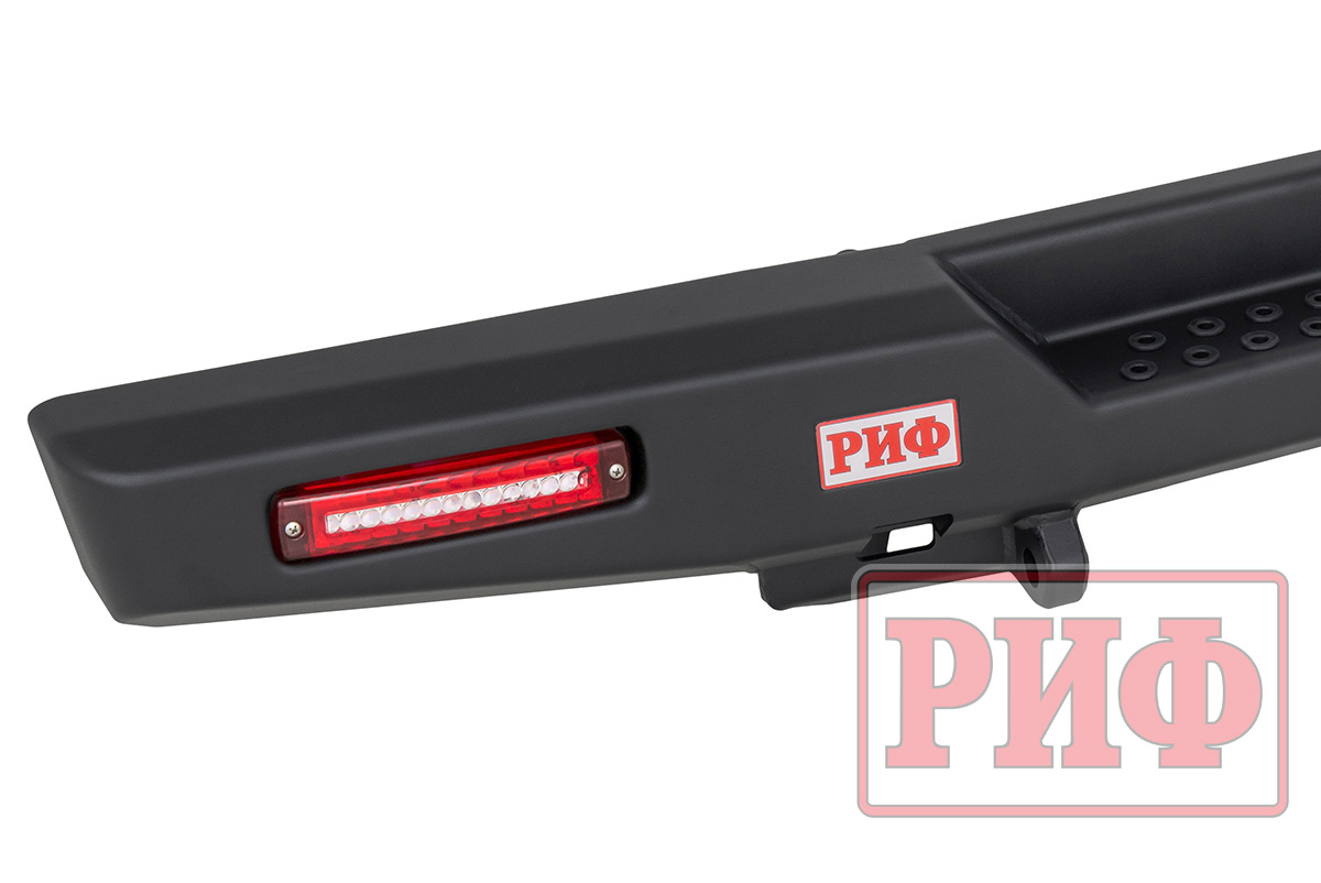 Бампер РИФ силовой задний для ГАЗ Соболь NN 4x4 с фонарями, калиткой, возможностью установки фаркопа, стандарт