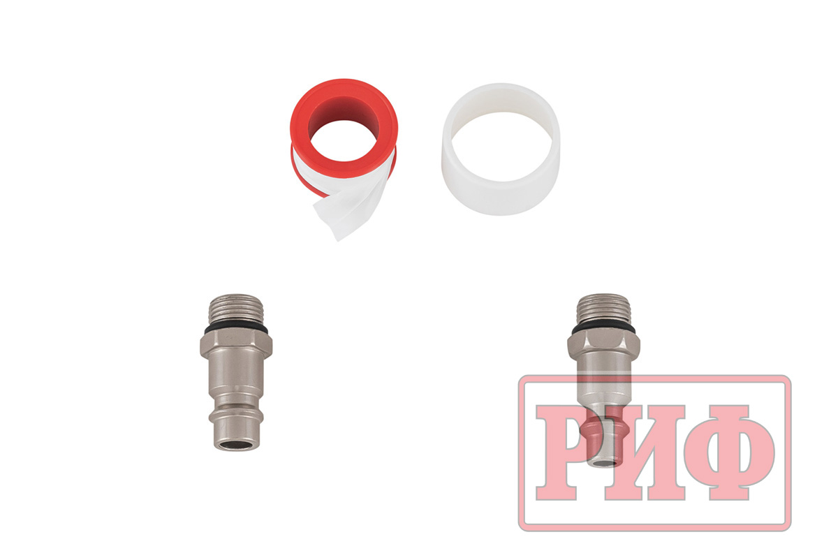 Пистолет РИФ для подкачки колес виброустойчивый (серебро) с манометром РИФ от 0 до 7 атм.