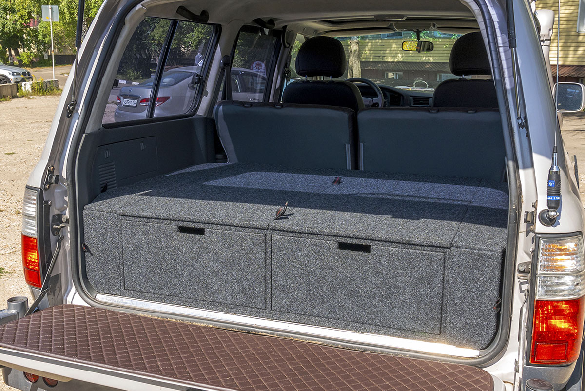 Органайзер в багажник для Toyota Land Cruiser 80 (2 выдвижных ящика+спальник)