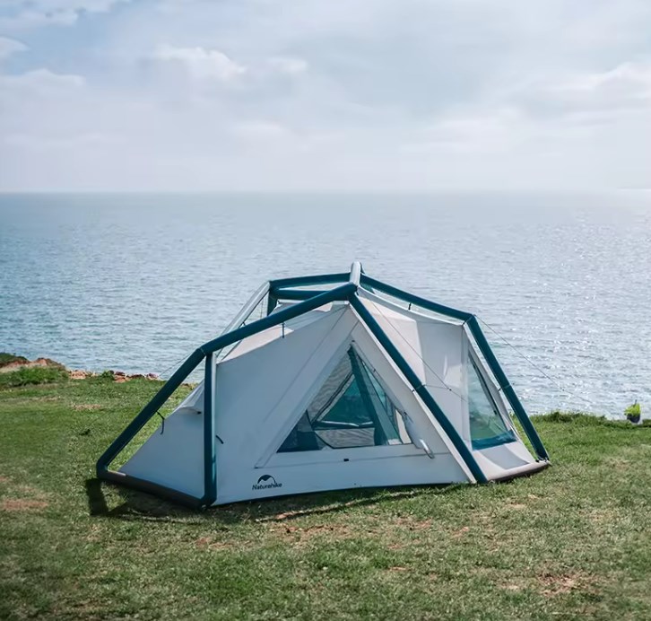 Палатка Naturehike Lingfeng Air 7.3 2-местная, быстросборная, надувной каркас, бело-голубая