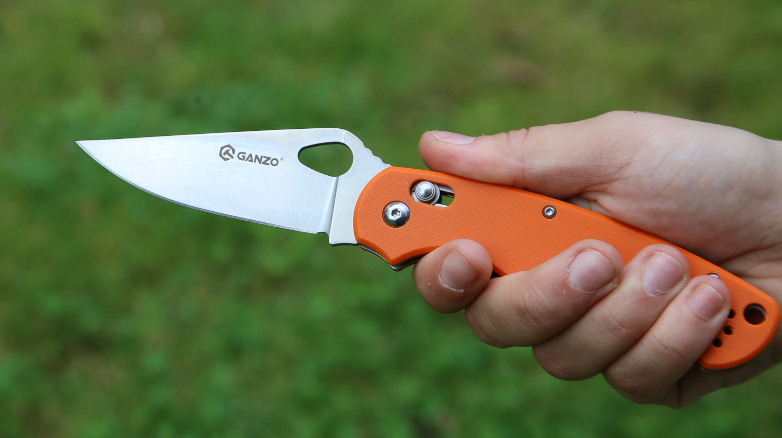 Нож складной GANZO с клипсой, длина клинка 87 мм, сталь 440С, оранжевый