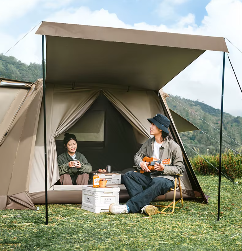 Палатка Naturehike Village 6.0 II поколения 4-местная, быстросборная, с верандой, коричневая