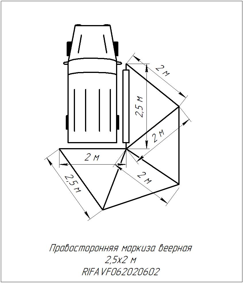 Маркиза автомобильная РИФ веерная 2,5х2,0 м (правая)