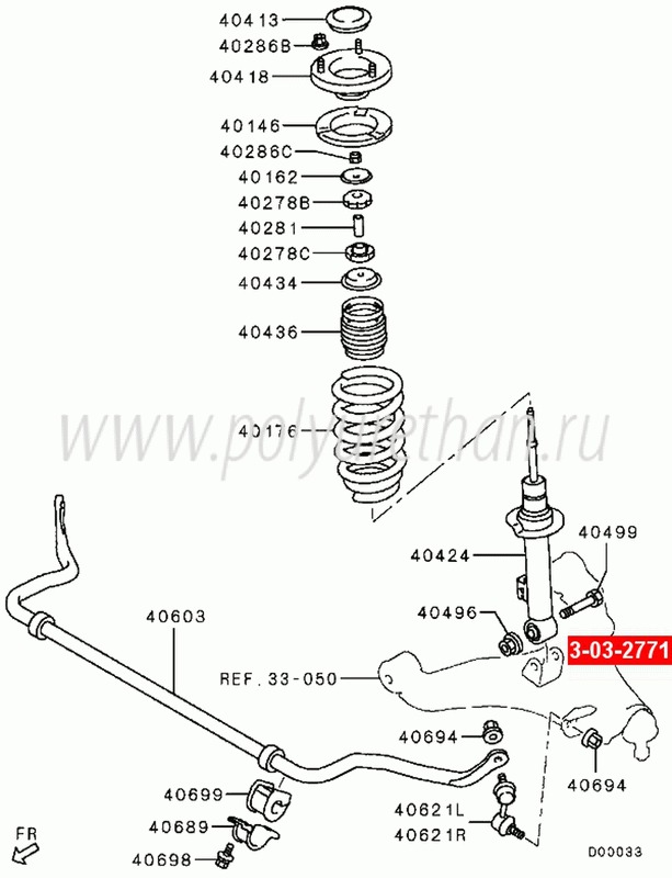 Втулка передней подвески (нижняя) с запрессованной втулкой для Mitsubishi L200 с 2006 г.