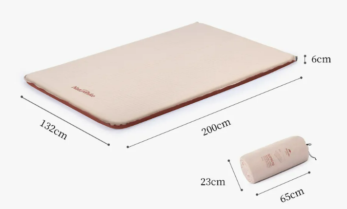 Коврик самонадувающийся Naturehike двойной 200х132х6 см, олива