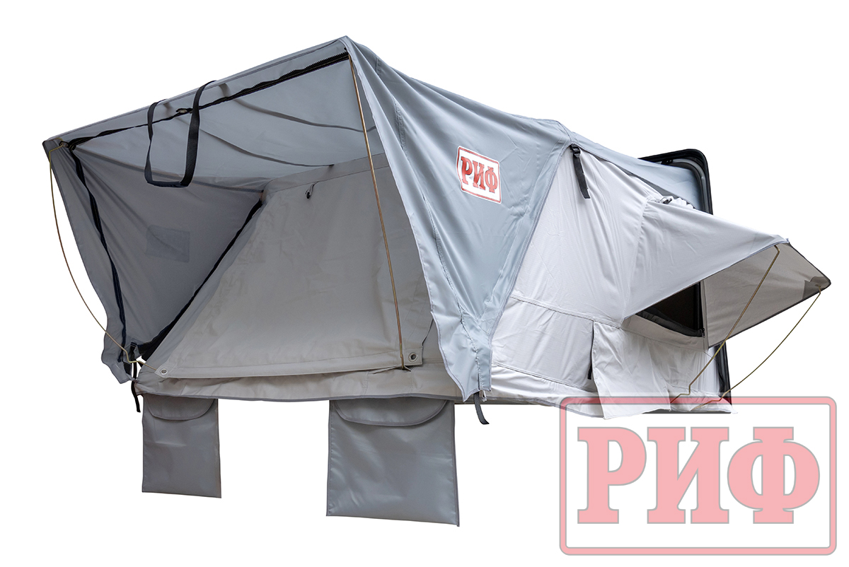 Палатка на крышу автомобиля РИФ Hard RT03-165W, корпус черный, тент серый