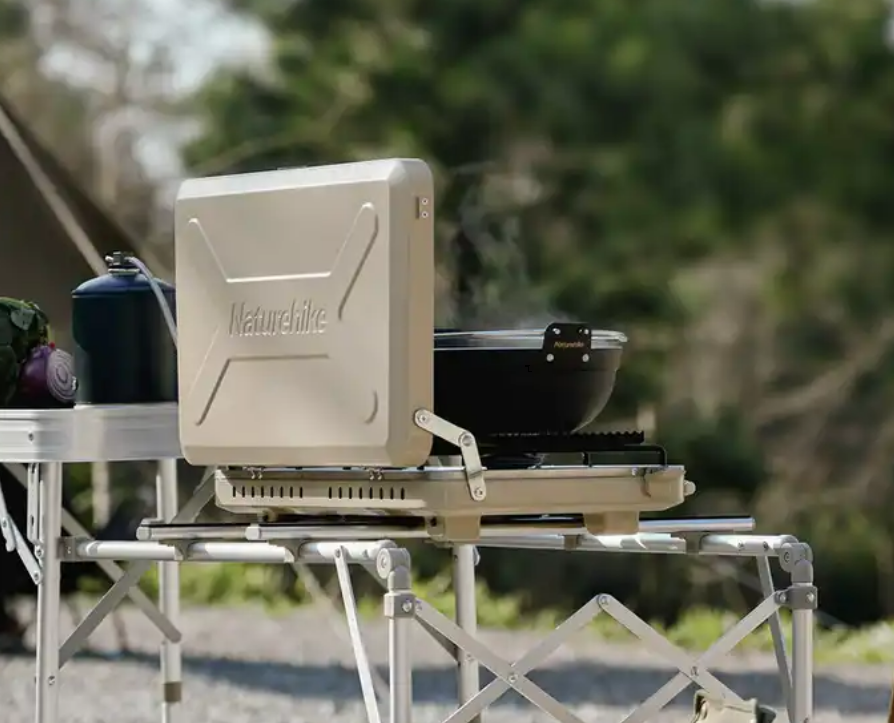 Плита газовая Naturehike 2,5 кВт, двухконфорочная, бежевая