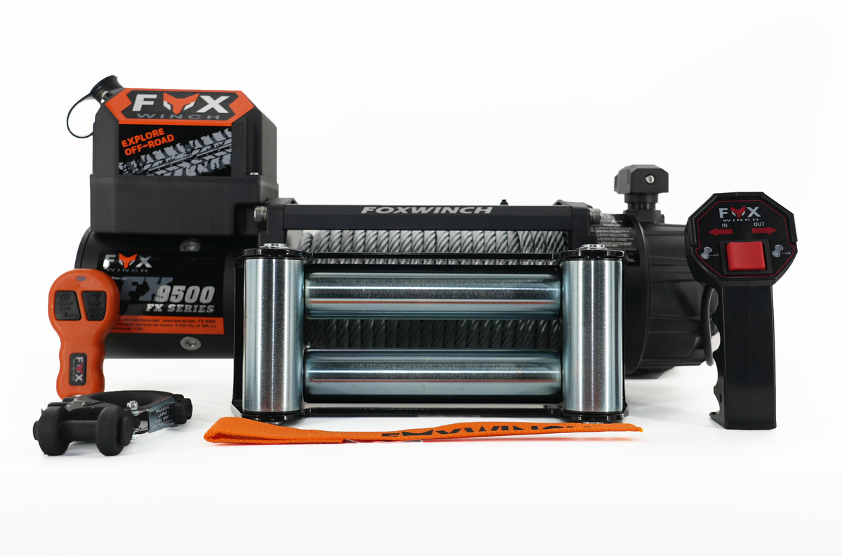 Лебедка автомобильная FOX WINCH 9500 12V (стальной трос)
