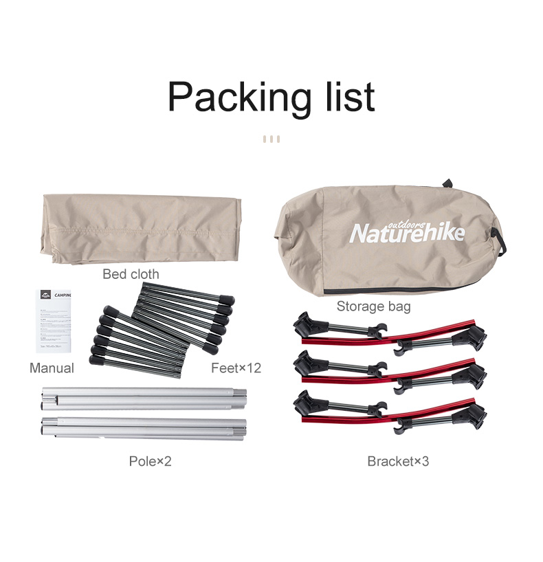 Раскладушка Naturehike XJC06 190х65х38 см, до 150 кг, хаки