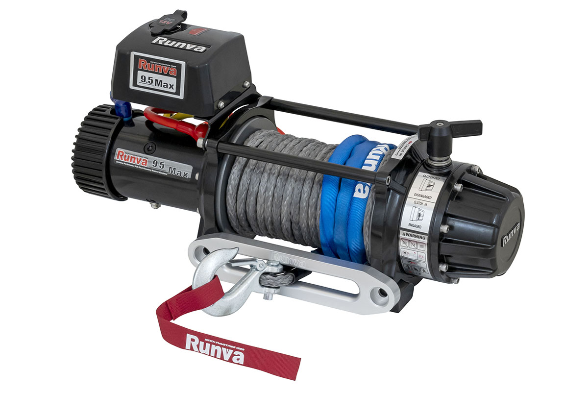 Лебёдка автомобильная электрическая 12V Runva EWB9500MAX-Q-SR 4350 кг MAX высокоскоростная, влагозащищенная, синтетический трос