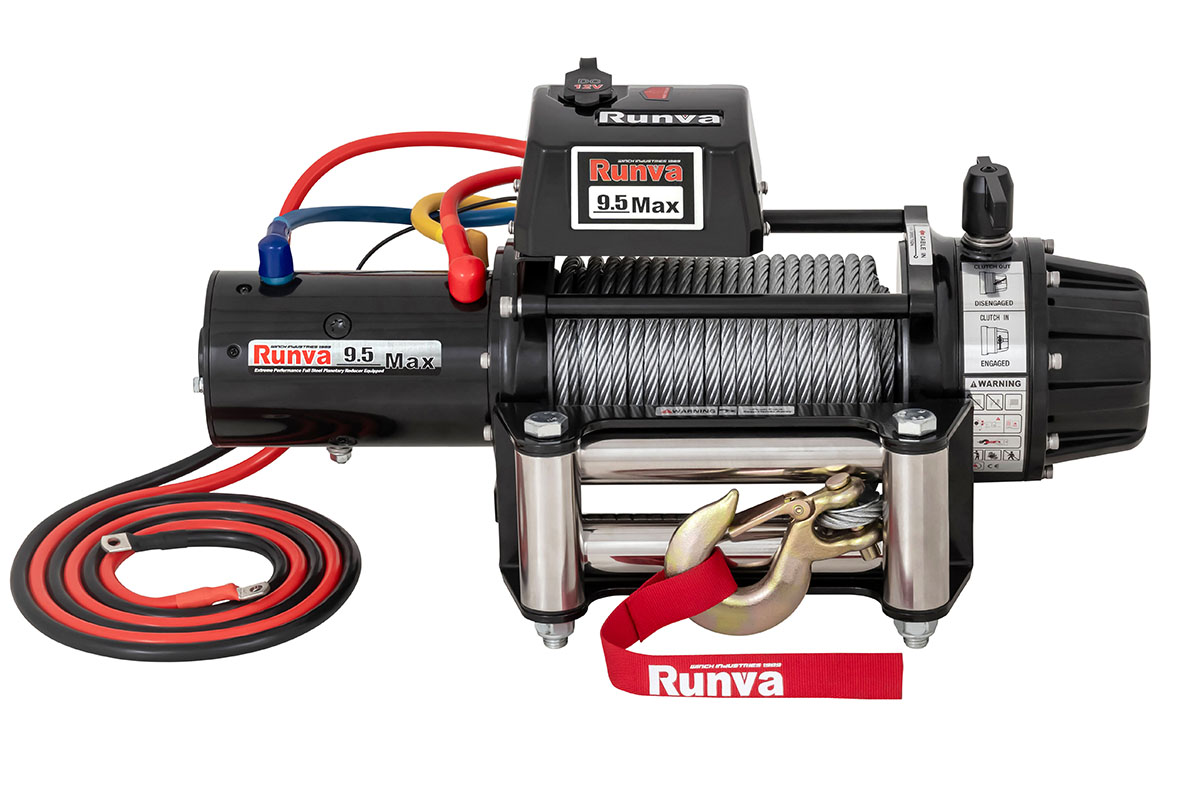 Лебёдка автомобильная электрическая 12V Runva EWB9500MAXS 4350 кг MAX влагозащищенная, стальной трос (228:1)