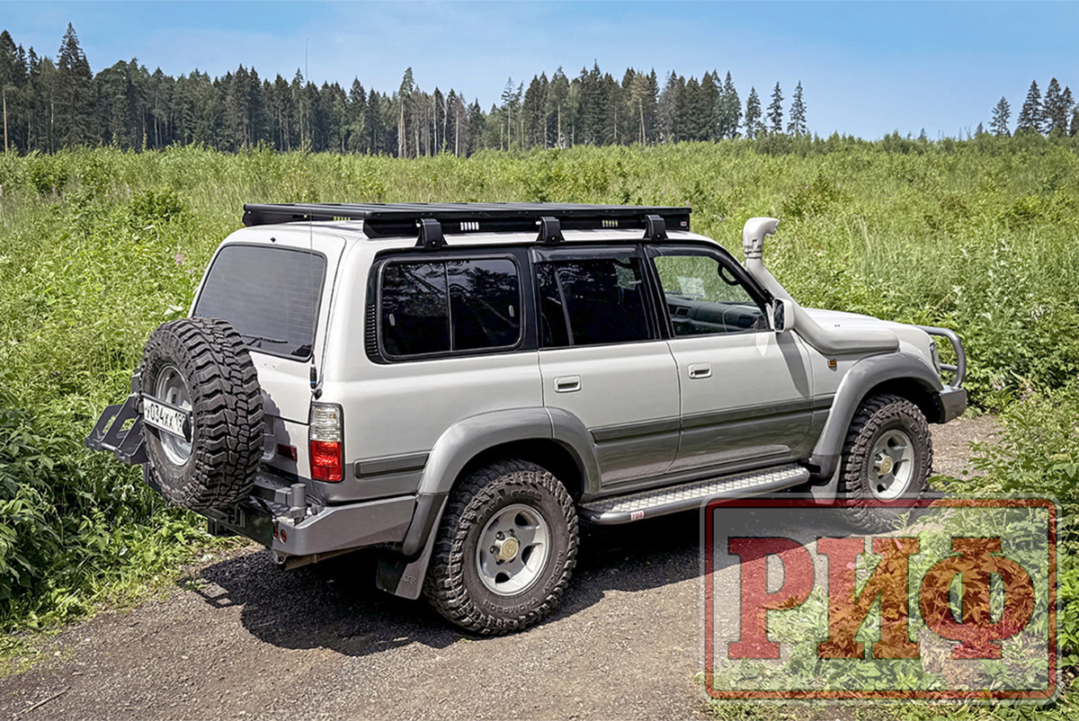 Багажник экспедиционный (платформа) алюминиевый РИФ 1250x2080 мм для Toyota Land Cruiser 80 (с крепежом)