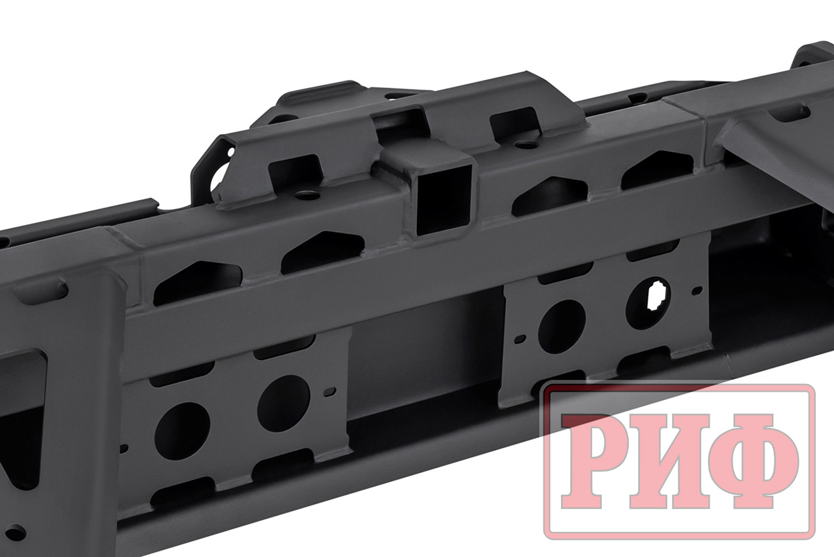 Бампер РИФ силовой задний Great Wall Poer с квадратом под фаркоп и фонарями
