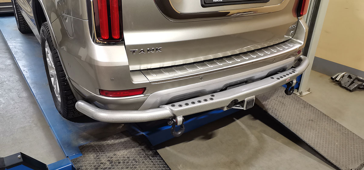 Бампер РИФ задний силовой/защита штатного бампера TANK 500 c квадратом под фаркоп