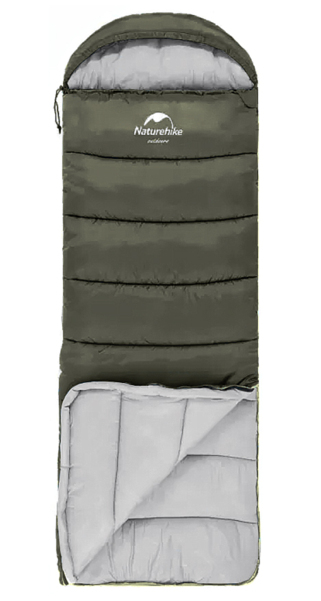 Мешок спальный Naturehike U350, (190х30)х75 см, (левый) (ТК: +1C), темно-зеленый