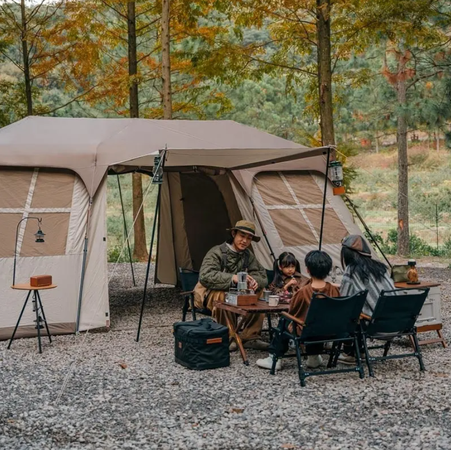 Палатка Naturehike Village 17, 4-местная, автоматическая, алюминиевый каркас, коричневая