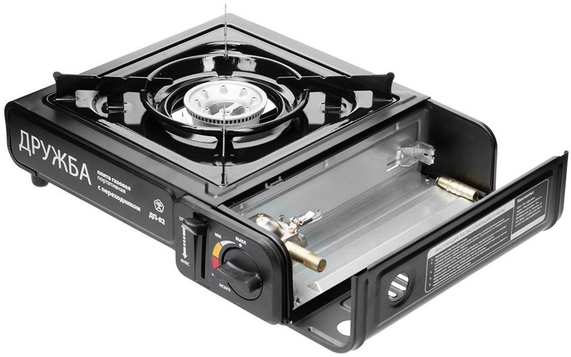 Плита газовая TOURIST ДРУЖБА, портативная, с переходником под бытовой баллон, в кейсе