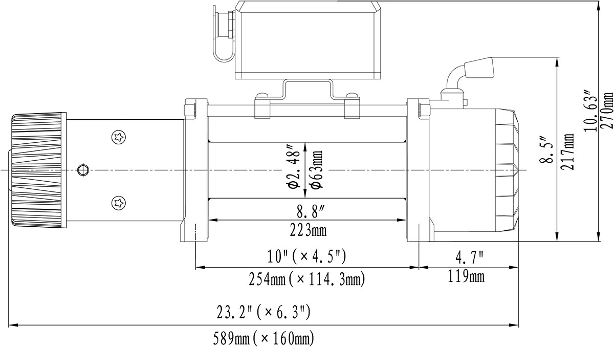 Лебёдка электрическая высокоскоростная 12V Runva EWXC9500SSR 4350 кг (синтетический трос)