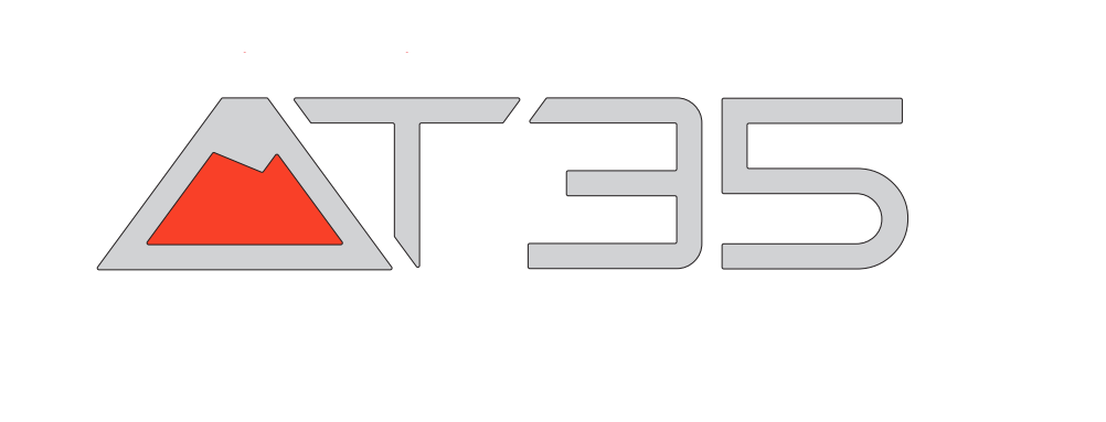 Эмблема объемная AT35 хром буквы/оранжевая заливка