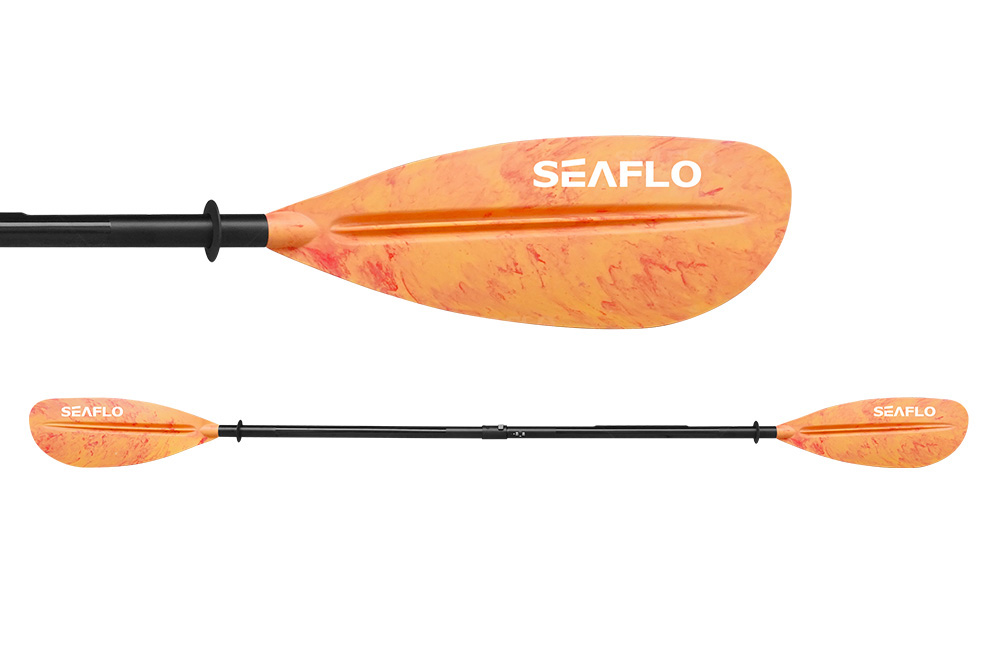 Весло SEAFLO для каяка (байдарки, пакрафта) телескопическое 220-230 мм, оранжевое.