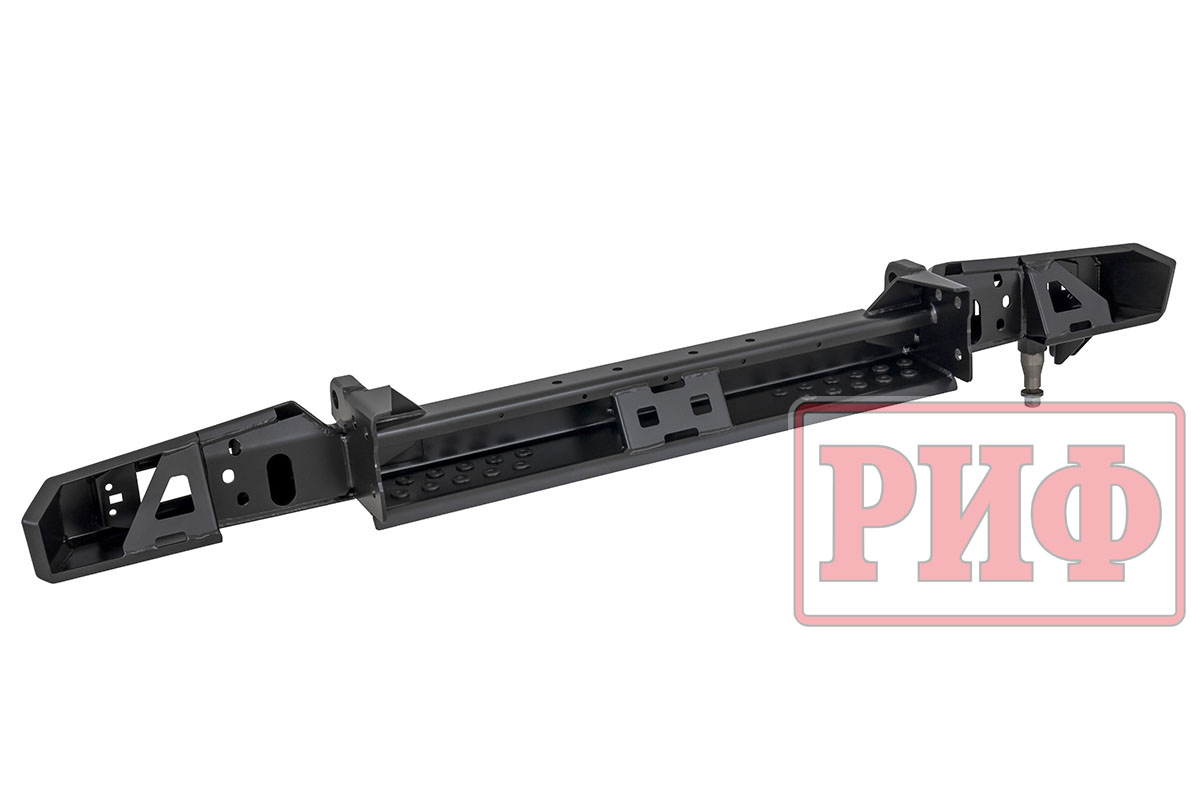 Бампер РИФ силовой задний УАЗ Хантер с фонарями, калиткой, возможностью установки фаркопа, лифт 65 мм