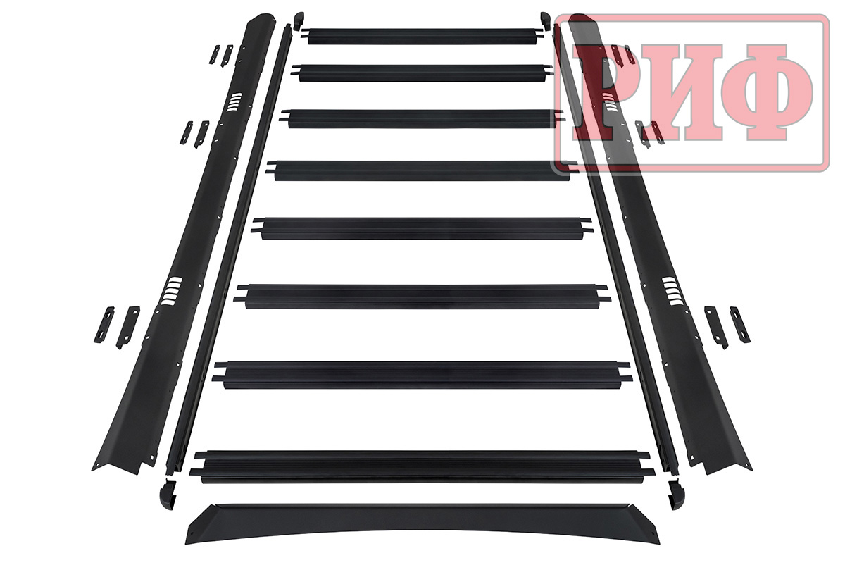 Багажник экспедиционный (платформа) алюминиевый РИФ 1150x2080 мм для Toyota Land Cruiser Prado 150 (с крепежом)