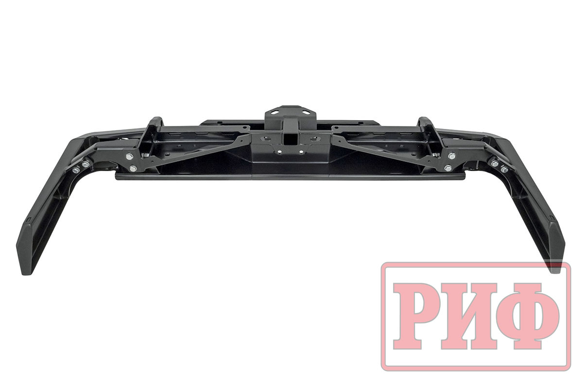 Бампер РИФ силовой задний Toyota Land Cruiser 76 2007-2024 с квадратом под фаркоп и фонарями