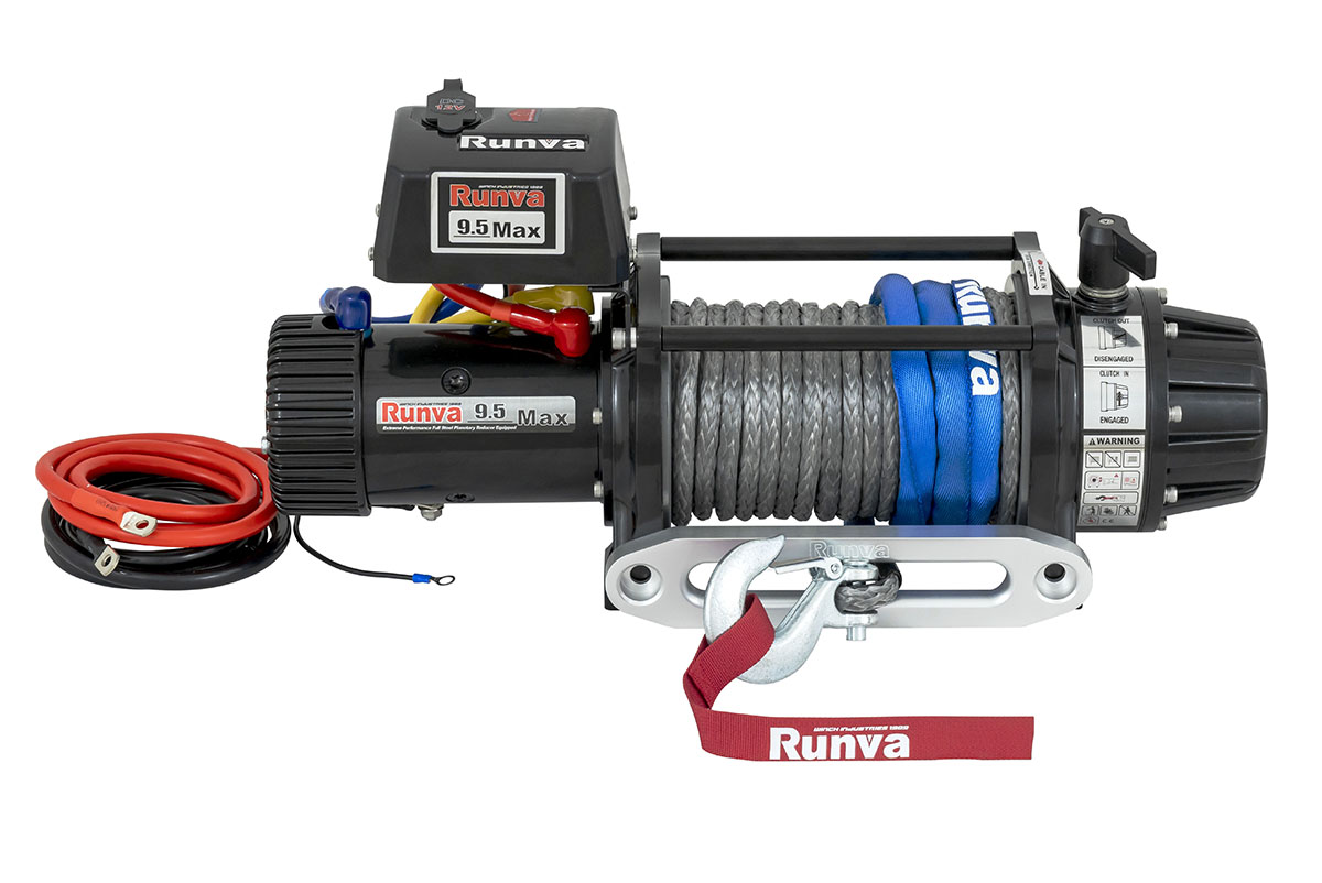 Лебёдка автомобильная электрическая 12V Runva EWB9500MAX-Q-SR 4350 кг MAX высокоскоростная, влагозащищенная, синтетический трос