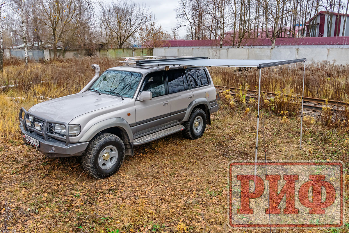 Маркиза автомобильная РИФ 2,5х2,5 м полуавтомат (винил) темно-серая