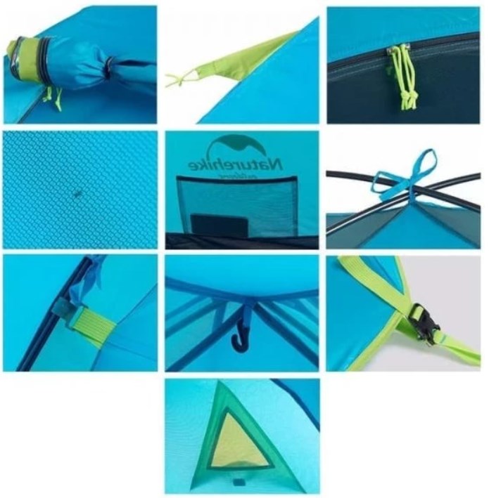 Палатка Naturehike P-Series 3-местная, алюминиевый каркас, голубая