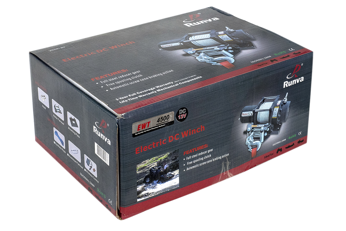 Лебёдка электрическая 12V Runva EWT4500ASR 2041 кг (синтетический трос)