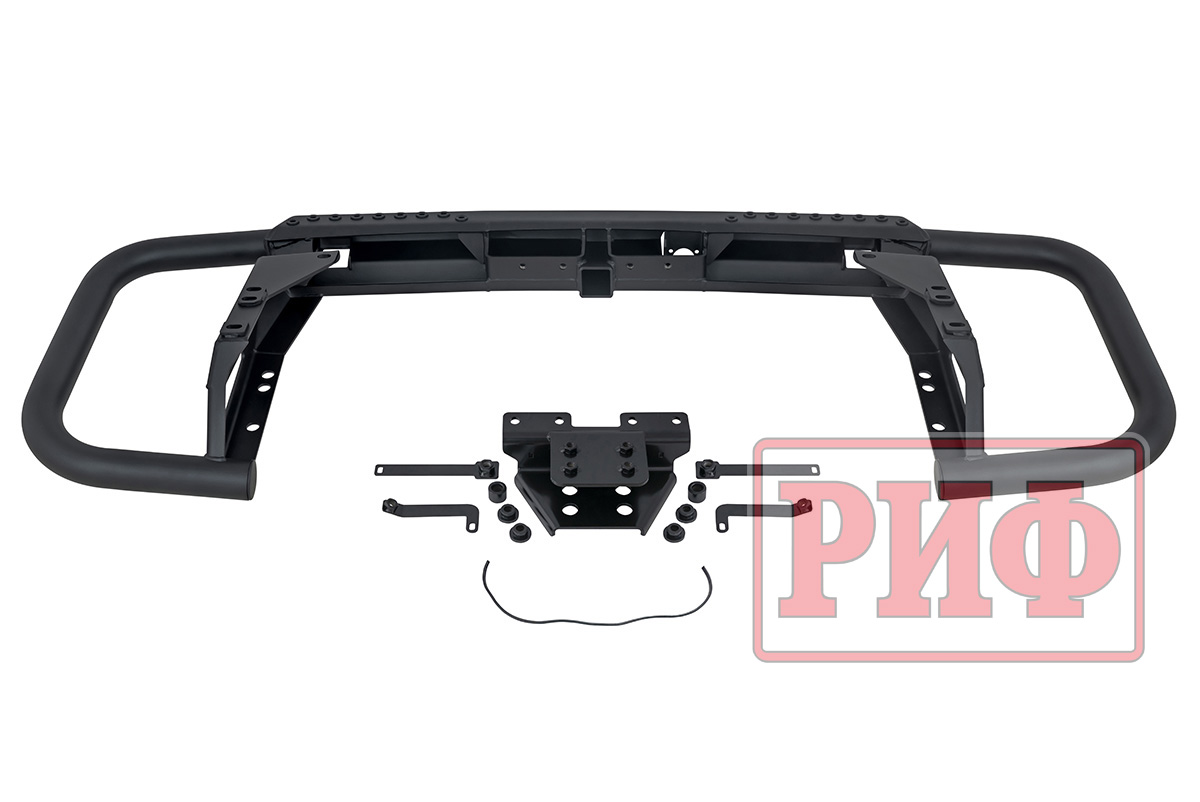 Бампер задний силовой/защита штатного бампера РИФ Toyota Land Cruiser 200 2007-2015 c квадратом под фаркоп