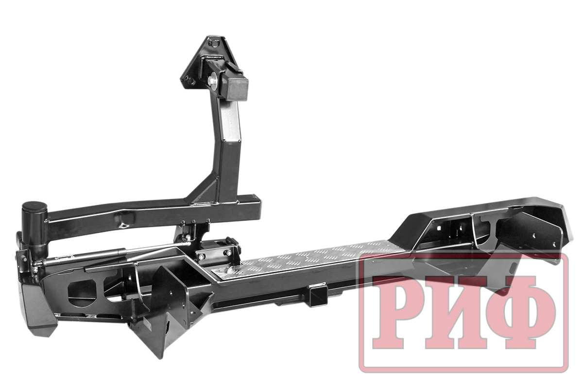 Бампер РИФ задний Toyota Hilux 1983-1997 с квадратом под фаркоп и калиткой