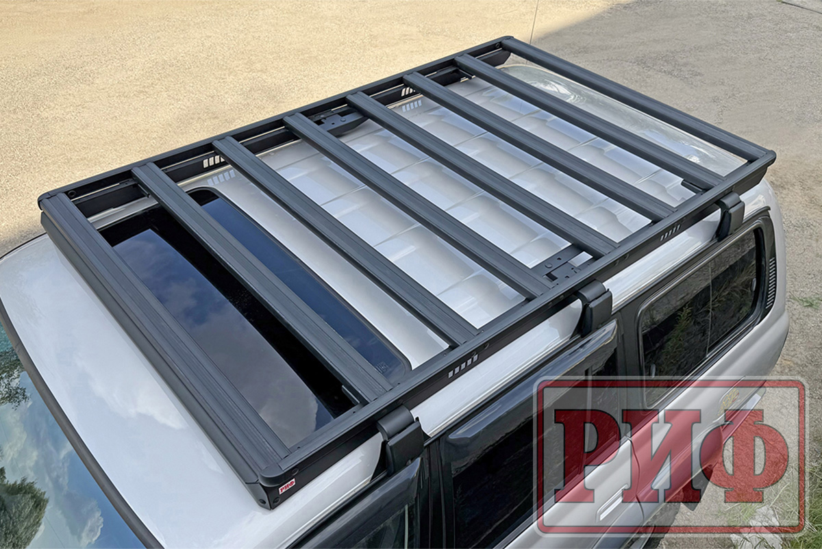 Багажник экспедиционный (платформа) алюминиевый РИФ 1250x2080 мм для Toyota Land Cruiser 80 (с крепежом)