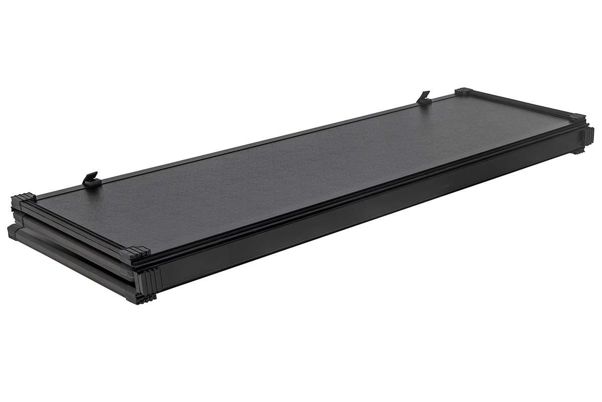 Крышка кузова РИФ для Dodge Ram 2019, трёхсекционная 2000х1813/1740 мм, алюминиевая, черная (6,5 ft)